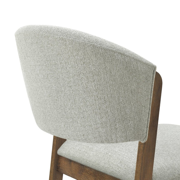 English Elm Mid-century Modern Rubberwood Dining Chairs with Curved Upholstered Back Set of 2 Grayish Green / Walnut N768P458483W