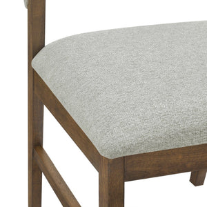 English Elm Mid-century Modern Rubberwood Dining Chairs with Curved Upholstered Back Set of 2 Grayish Green / Walnut N768P458483W
