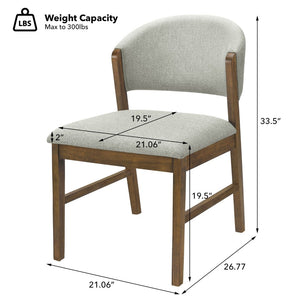 English Elm Mid-century Modern Rubberwood Dining Chairs with Curved Upholstered Back Set of 2 Grayish Green / Walnut N768P458483W