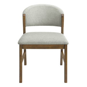 English Elm Mid-century Modern Rubberwood Dining Chairs with Curved Upholstered Back Set of 2 Grayish Green / Walnut N768P458483W