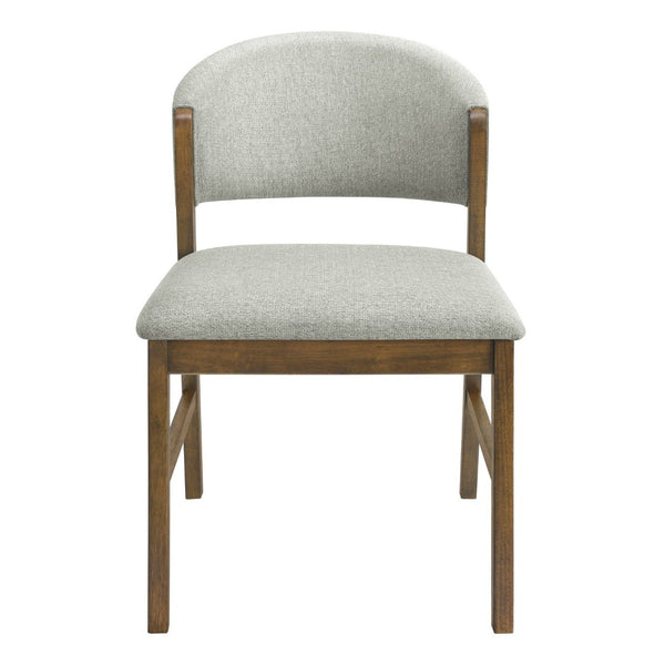 English Elm Mid-century Modern Rubberwood Dining Chairs with Curved Upholstered Back Set of 2 Grayish Green / Walnut N768P458483W