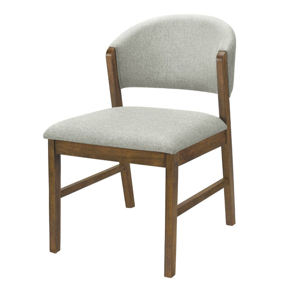 English Elm Mid-century Modern Rubberwood Dining Chairs with Curved Upholstered Back Set of 2 Grayish Green / Walnut N768P458483W