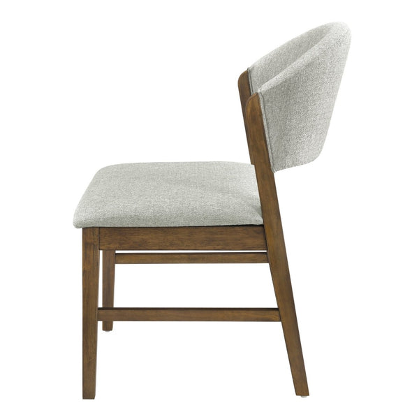 English Elm Mid-century Modern Rubberwood Dining Chairs with Curved Upholstered Back Set of 2 Grayish Green / Walnut N768P458483W