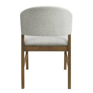 English Elm Mid-century Modern Rubberwood Dining Chairs with Curved Upholstered Back Set of 2 Grayish Green / Walnut N768P458483W