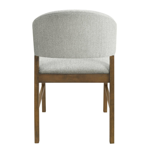 English Elm Mid-century Modern Rubberwood Dining Chairs with Curved Upholstered Back Set of 2 Grayish Green / Walnut N768P458483W
