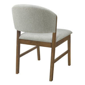 English Elm Mid-century Modern Rubberwood Dining Chairs with Curved Upholstered Back Set of 2 Grayish Green / Walnut N768P458483W