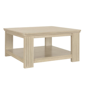English Elm Square Two Tier Coffee Table with Fluted Legs Beige Wood Finish for Living Room N768P458485N