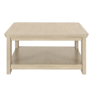 English Elm Square Two Tier Coffee Table with Fluted Legs Beige Wood Finish for Living Room N768P458485N