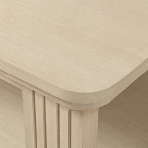 English Elm Square Two Tier Coffee Table with Fluted Legs Beige Wood Finish for Living Room N768P458485N