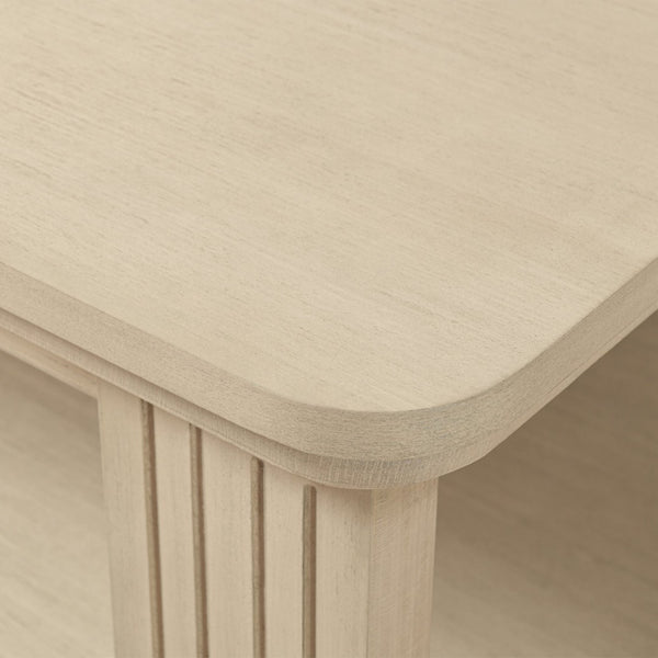 English Elm Square Two Tier Coffee Table with Fluted Legs Beige Wood Finish for Living Room N768P458485N