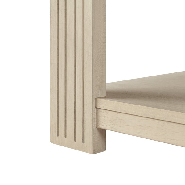 English Elm Square Two Tier Coffee Table with Fluted Legs Beige Wood Finish for Living Room N768P458485N
