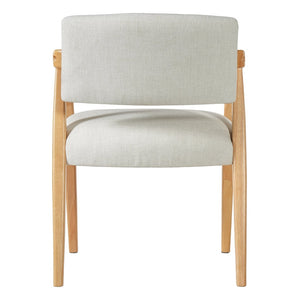 English Elm Mid-century Rubberwood Dining Armchair Set with Linen Upholstery and Tapered Sculpted Legs Beige+Natural N768P466147N