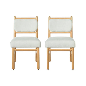 English Elm Fabric Upholstered Armless Dining Side Chairs with Rubberwood Frame for Kitchen Nooks Set of 2 Natural Wood with Beige N768P466328N