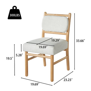 English Elm Fabric Upholstered Armless Dining Side Chairs with Rubberwood Frame for Kitchen Nooks Set of 2 Natural Wood with Beige N768P466328N
