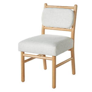 English Elm Fabric Upholstered Armless Dining Side Chairs with Rubberwood Frame for Kitchen Nooks Set of 2 Natural Wood with Beige N768P466328N