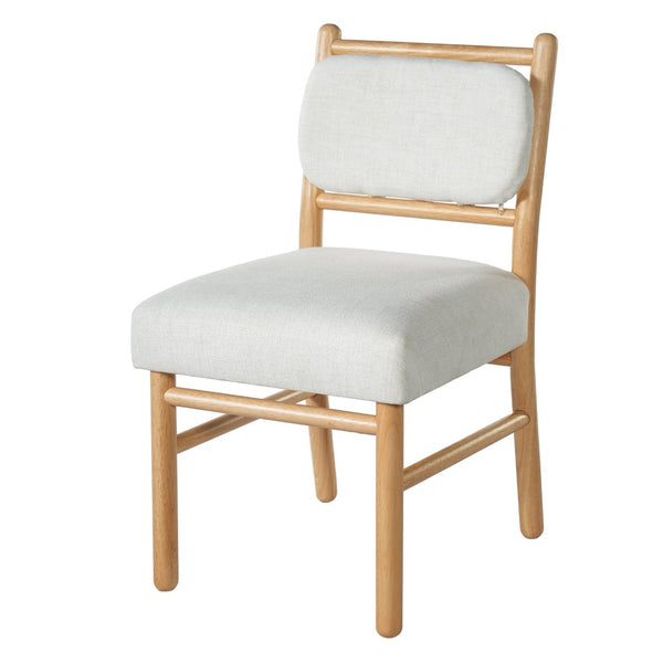 English Elm Fabric Upholstered Armless Dining Side Chairs with Rubberwood Frame for Kitchen Nooks Set of 2 Natural Wood with Beige N768P466328N