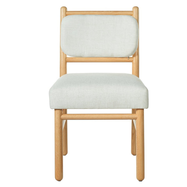 English Elm Fabric Upholstered Armless Dining Side Chairs with Rubberwood Frame for Kitchen Nooks Set of 2 Natural Wood with Beige N768P466328N