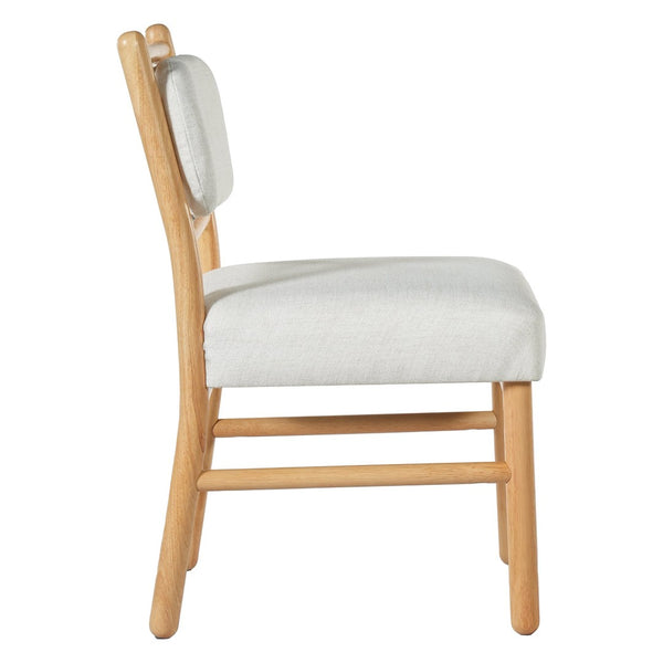 English Elm Fabric Upholstered Armless Dining Side Chairs with Rubberwood Frame for Kitchen Nooks Set of 2 Natural Wood with Beige N768P466328N