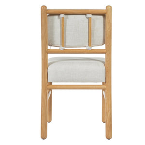 English Elm Fabric Upholstered Armless Dining Side Chairs with Rubberwood Frame for Kitchen Nooks Set of 2 Natural Wood with Beige N768P466328N