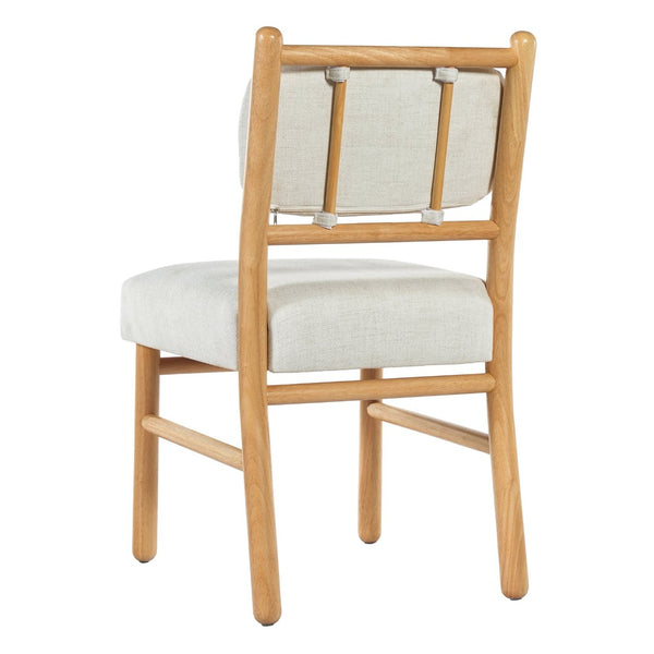 English Elm Fabric Upholstered Armless Dining Side Chairs with Rubberwood Frame for Kitchen Nooks Set of 2 Natural Wood with Beige N768P466328N