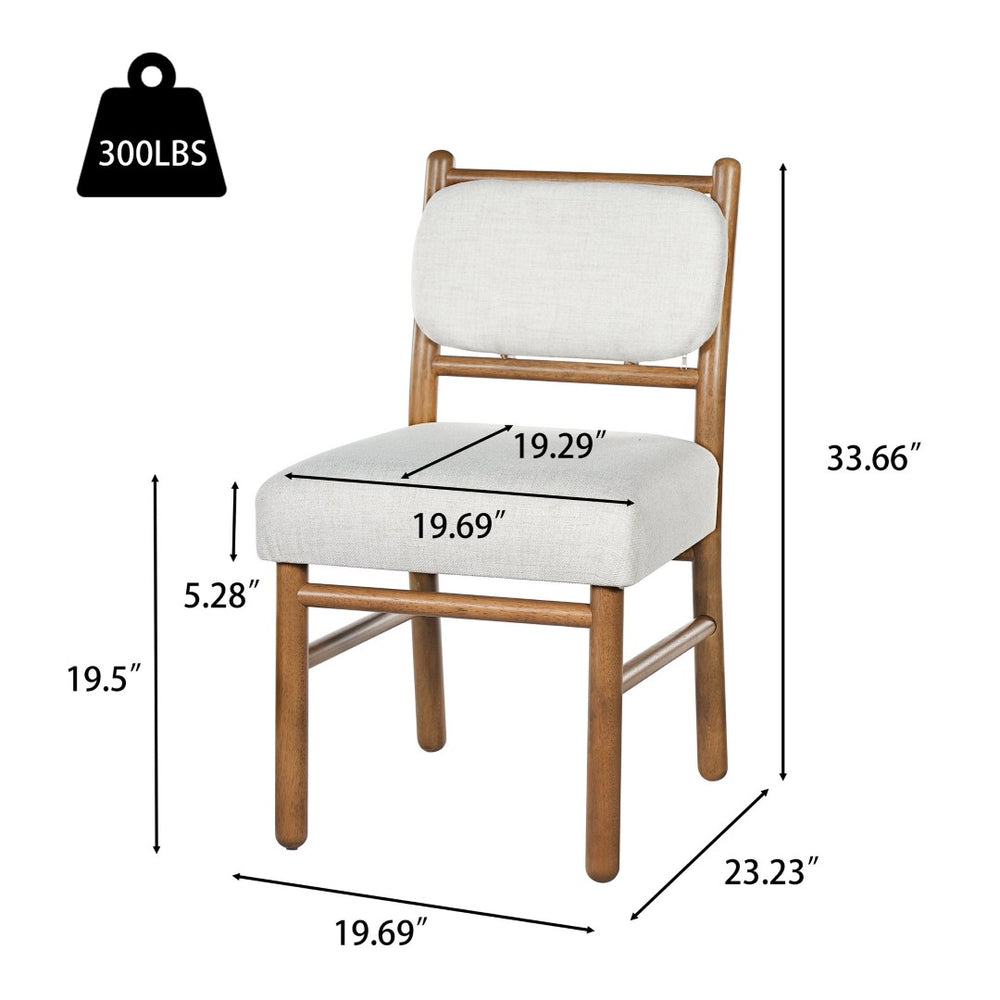 English Elm Fabric Upholstered Armless Dining Side Chairs with Rubberwood Frame for Kitchen Nooks Set of 2 Dark Walnut with Beige N768P466328W