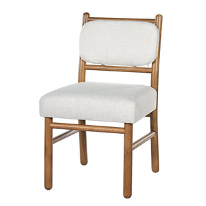 English Elm Fabric Upholstered Armless Dining Side Chairs with Rubberwood Frame for Kitchen Nooks Set of 2 Dark Walnut with Beige N768P466328W