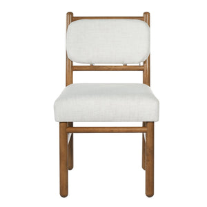 English Elm Fabric Upholstered Armless Dining Side Chairs with Rubberwood Frame for Kitchen Nooks Set of 2 Dark Walnut with Beige N768P466328W