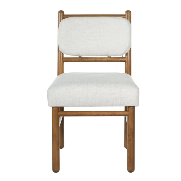 English Elm Fabric Upholstered Armless Dining Side Chairs with Rubberwood Frame for Kitchen Nooks Set of 2 Dark Walnut with Beige N768P466328W