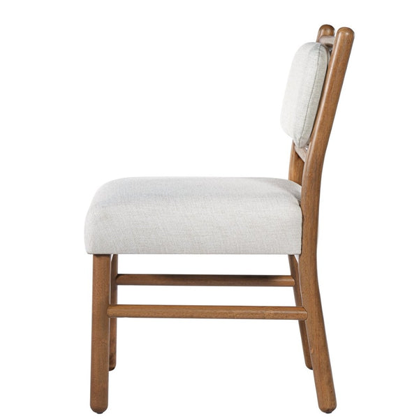 English Elm Fabric Upholstered Armless Dining Side Chairs with Rubberwood Frame for Kitchen Nooks Set of 2 Dark Walnut with Beige N768P466328W