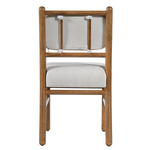 English Elm Fabric Upholstered Armless Dining Side Chairs with Rubberwood Frame for Kitchen Nooks Set of 2 Dark Walnut with Beige N768P466328W