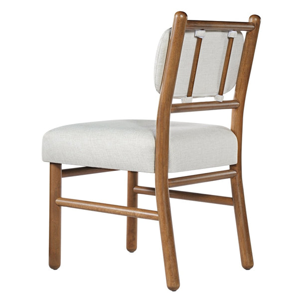 English Elm Fabric Upholstered Armless Dining Side Chairs with Rubberwood Frame for Kitchen Nooks Set of 2 Dark Walnut with Beige N768P466328W