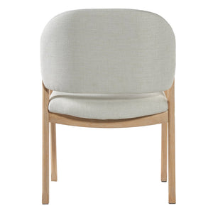 English Elm Mid-century Rubberwood Dining Armchair Set with Linen Upholstery and Tapered Sculpted Legs Beige/Natural N768P466342N