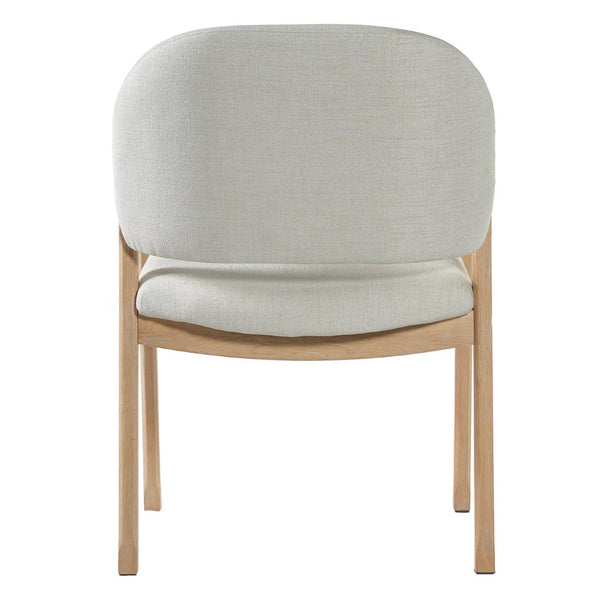 English Elm Mid-century Rubberwood Dining Armchair Set with Linen Upholstery and Tapered Sculpted Legs Beige/Natural N768P466342N