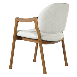 English Elm Mid-century Rubberwood Dining Armchair Set with Linen Upholstery and Tapered Sculpted Legs Beige/Walnut N768P466342W