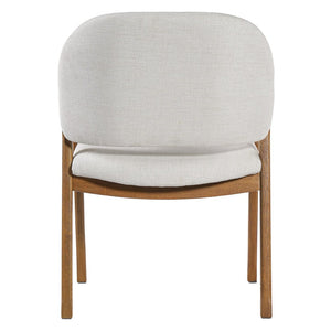 English Elm Mid-century Rubberwood Dining Armchair Set with Linen Upholstery and Tapered Sculpted Legs Beige/Walnut N768P466342W