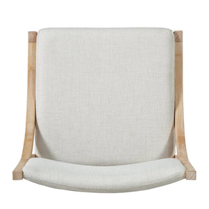 English Elm Fabric Upholstered Mid-Century Dining Chairs with Rubberwood Frame and Curved Back Set of 2 Beige, Natural Wood N768P466350N