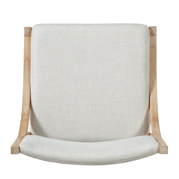 English Elm Fabric Upholstered Mid-Century Dining Chairs with Rubberwood Frame and Curved Back Set of 2 Beige, Natural Wood N768P466350N