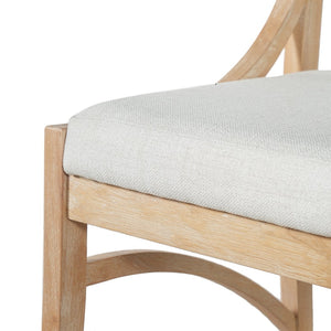 English Elm Fabric Upholstered Mid-Century Dining Chairs with Rubberwood Frame and Curved Back Set of 2 Beige, Natural Wood N768P466350N
