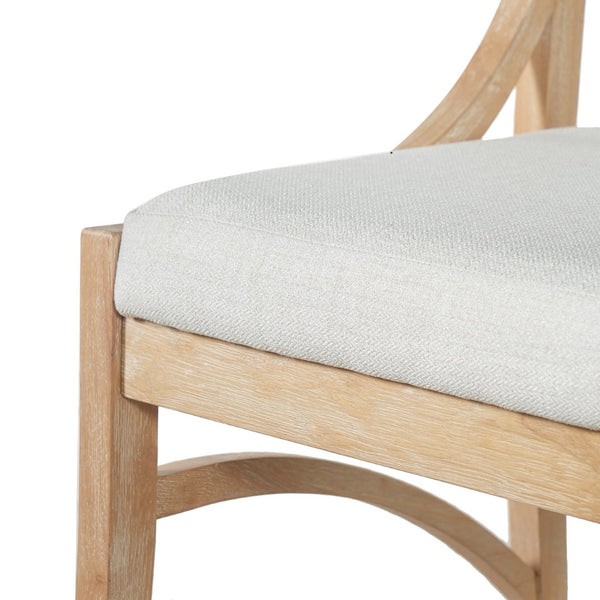 English Elm Fabric Upholstered Mid-Century Dining Chairs with Rubberwood Frame and Curved Back Set of 2 Beige, Natural Wood N768P466350N