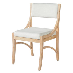 English Elm Fabric Upholstered Mid-Century Dining Chairs with Rubberwood Frame and Curved Back Set of 2 Beige, Natural Wood N768P466350N