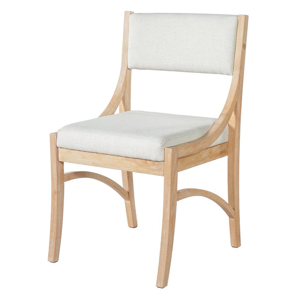 English Elm Fabric Upholstered Mid-Century Dining Chairs with Rubberwood Frame and Curved Back Set of 2 Beige, Natural Wood N768P466350N
