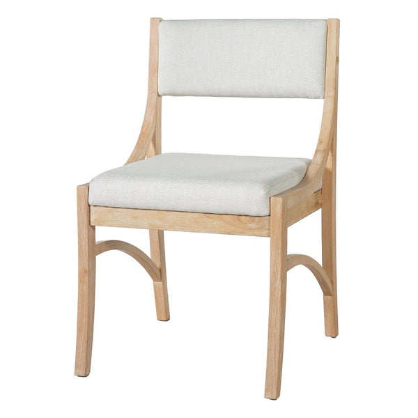 English Elm Fabric Upholstered Mid-Century Dining Chairs with Rubberwood Frame and Curved Back Set of 2 Beige, Natural Wood N768P466350N