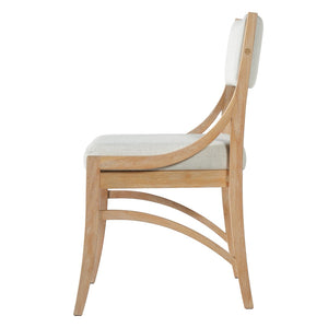 English Elm Fabric Upholstered Mid-Century Dining Chairs with Rubberwood Frame and Curved Back Set of 2 Beige, Natural Wood N768P466350N