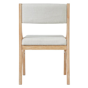 English Elm Fabric Upholstered Mid-Century Dining Chairs with Rubberwood Frame and Curved Back Set of 2 Beige, Natural Wood N768P466350N