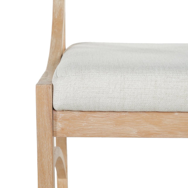 English Elm Fabric Upholstered Mid-Century Dining Chairs with Rubberwood Frame and Curved Back Set of 2 Beige, Natural Wood N768P466350N