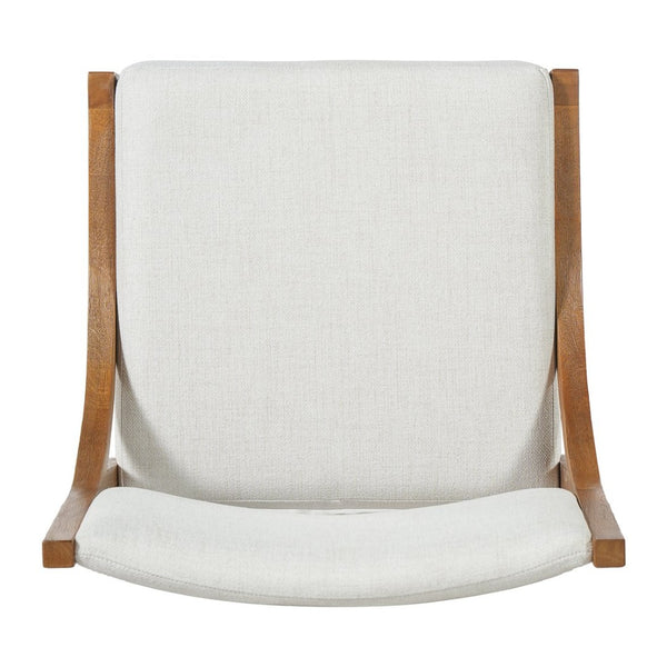 English Elm Fabric Upholstered Mid-Century Dining Chairs with Rubberwood Frame and Curved Back Set of 2 Beige, Walnut N768P466350W