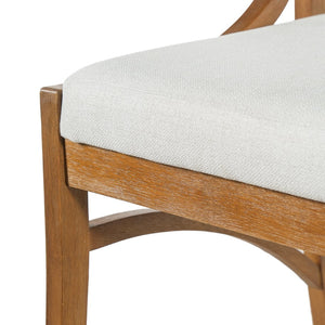 English Elm Fabric Upholstered Mid-Century Dining Chairs with Rubberwood Frame and Curved Back Set of 2 Beige, Walnut N768P466350W