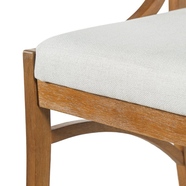 English Elm Fabric Upholstered Mid-Century Dining Chairs with Rubberwood Frame and Curved Back Set of 2 Beige, Walnut N768P466350W