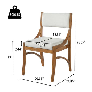 English Elm Fabric Upholstered Mid-Century Dining Chairs with Rubberwood Frame and Curved Back Set of 2 Beige, Walnut N768P466350W