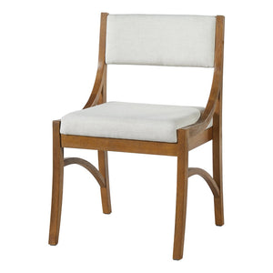 English Elm Fabric Upholstered Mid-Century Dining Chairs with Rubberwood Frame and Curved Back Set of 2 Beige, Walnut N768P466350W